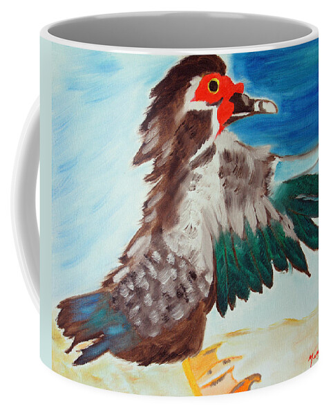Domesticated Duck Coffee Mug featuring the painting Dad's Love of Birds by Meryl Goudey