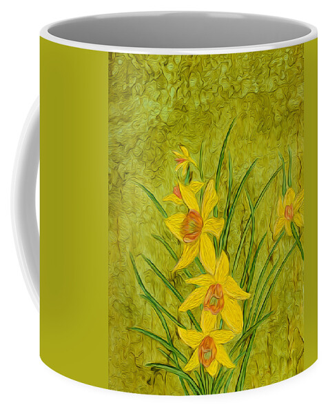 Alcohol Ink Coffee Mug featuring the painting Daffodil by Laurie Williams