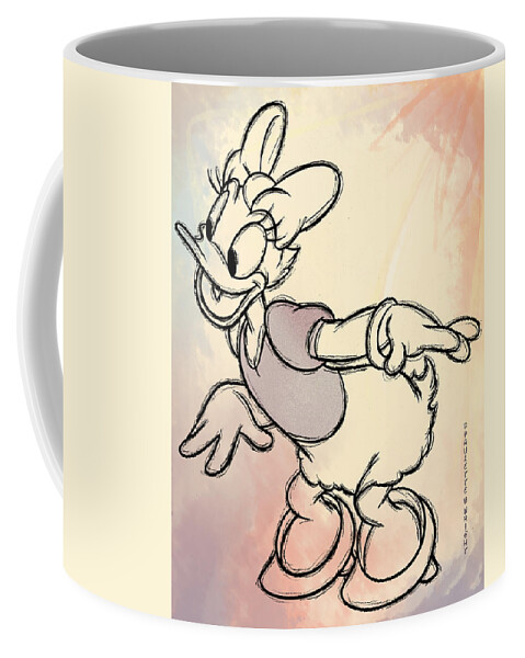 Art Coffee Mug featuring the digital art Daisy Duck sketch by Paulette B Wright