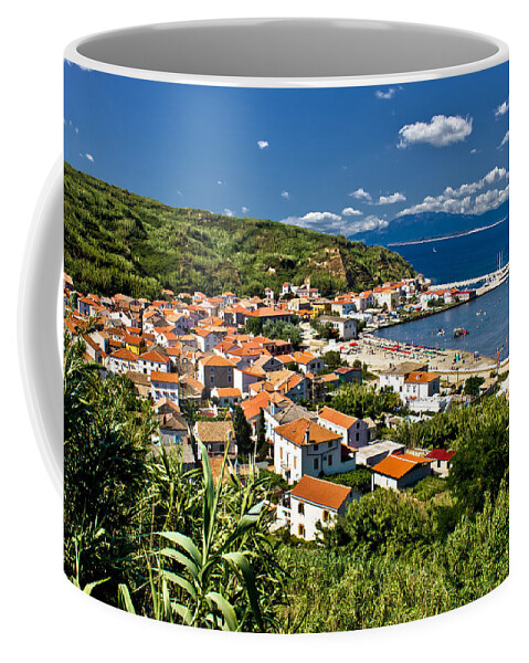 Croatia Coffee Mug featuring the photograph Dalmatian island of Susak village and harbor by Brch Photography