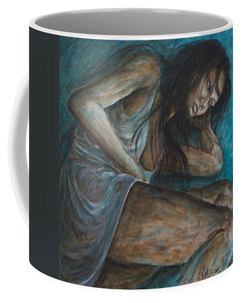Dana￿klimt Coffee Mug featuring the painting Danae Painting after Klimt by Nik Helbig