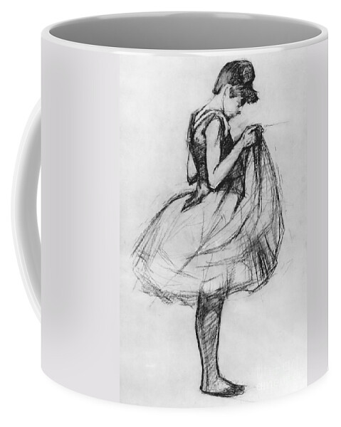 Ballet Coffee Mug featuring the drawing Dancer Adjusting her Costume and Hitching up Her Skirt by Henri de Toulouse-Lautrec