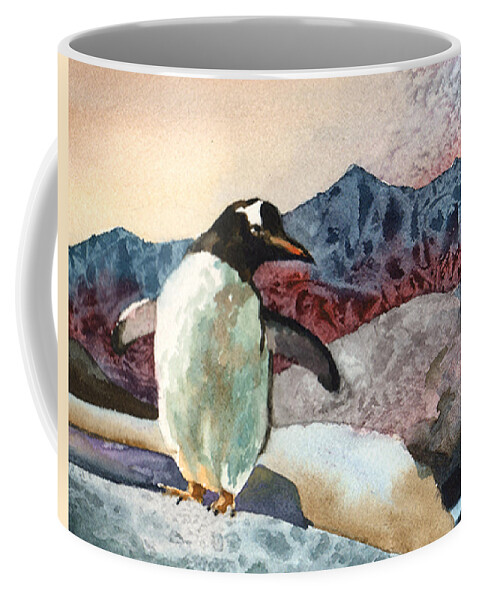 Penguin Painting Coffee Mug featuring the painting Dancing Penguin by Anne Gifford