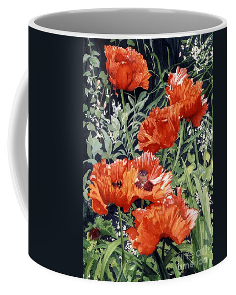 Flowers Coffee Mug featuring the painting Dancing Poppies by Barbara Jewell
