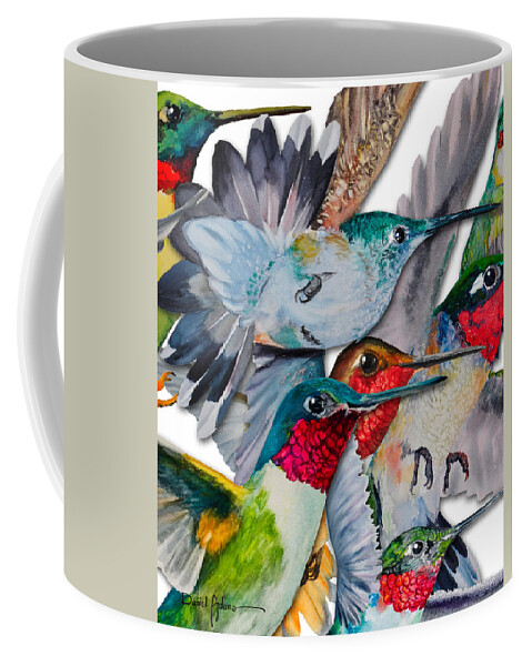 Hummingbirds Coffee Mug featuring the painting DA133 Hummingbirds by Daniel Adams by Daniel Adams