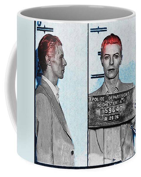 David Coffee Mug featuring the photograph David Bowie Mug Shot by Digital Reproductions