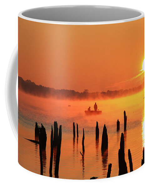 Sunrise Coffee Mug featuring the photograph Dawn Fishing by Roger Becker