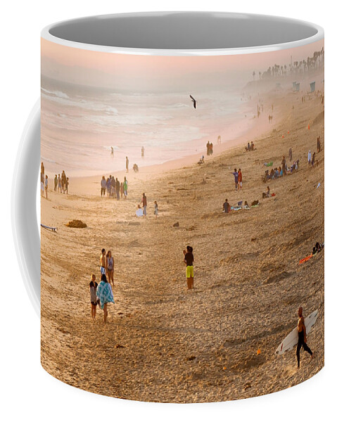 Huntington Beach Coffee Mug featuring the photograph Day at the Beach - Sunset Huntington Beach California by Ram Vasudev