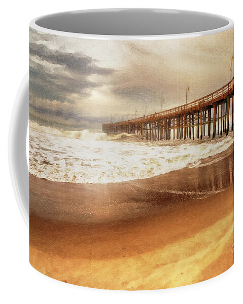Pier Coffee Mug featuring the painting Day at the Pier Large Canvas Art, Canvas Print, Large Art, Large Wall Decor, Home Decor, Photograph by David Millenheft