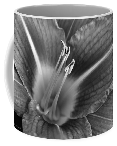 Lily Coffee Mug featuring the photograph Day Lily In Black and White by Jeanette C Landstrom