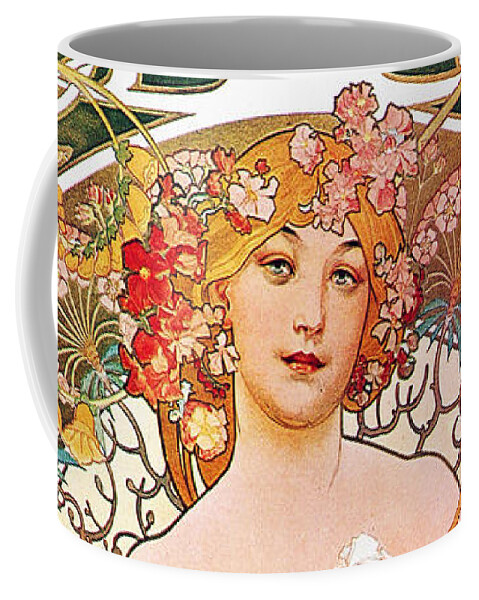 Alphonse Mucha Coffee Mug featuring the painting Daydream by Alphonse Mucha