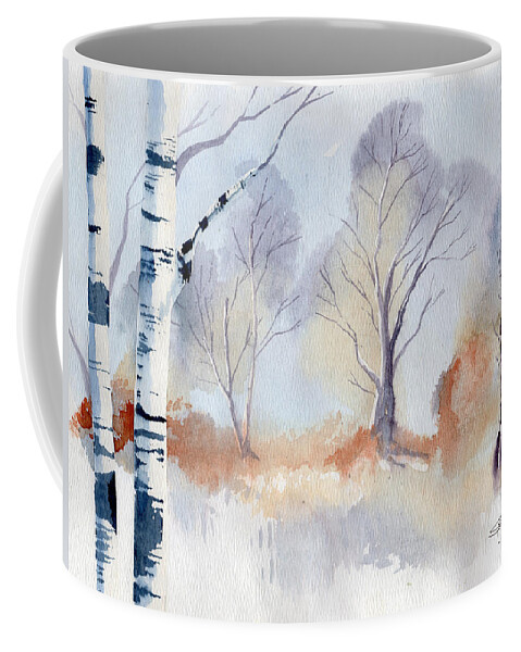 Forest Coffee Mug featuring the painting December by Sean Parnell