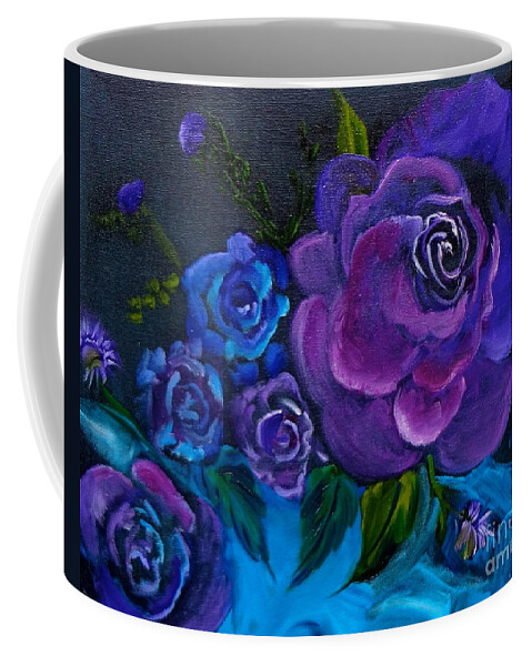 Purple Roses Coffee Mug featuring the painting Deep Purple Reverie by Jenny Lee