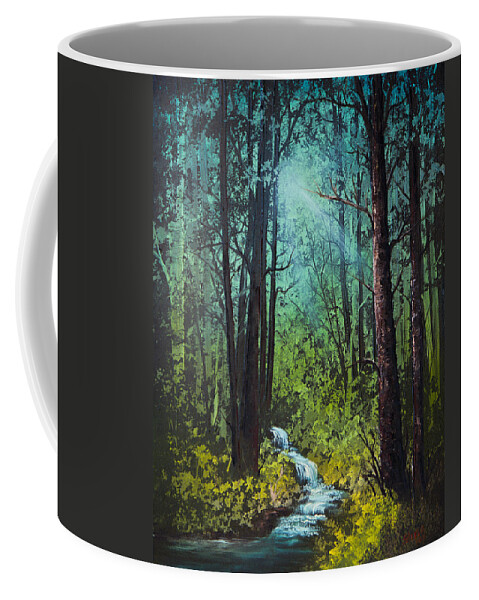 Landscape Coffee Mug featuring the painting Deep Woods Stream by Chris Steele