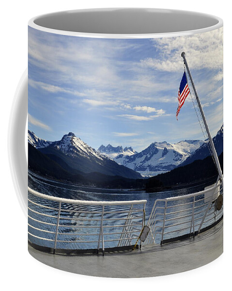 Flag Coffee Mug featuring the photograph Departing Auke Bay by Cathy Mahnke