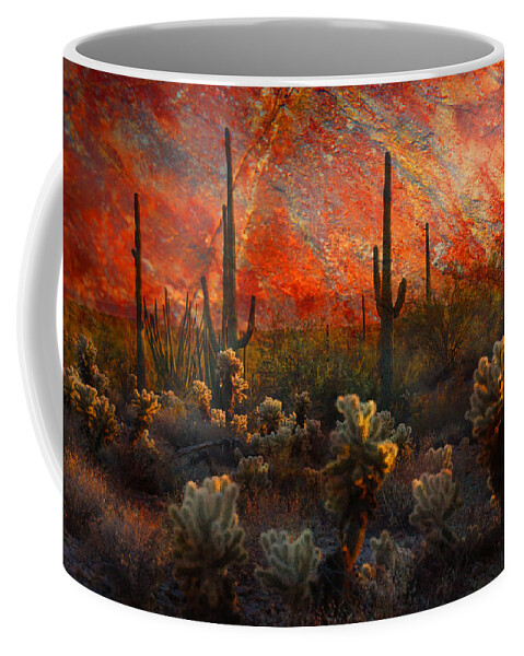 Cacti Coffee Mug featuring the photograph Desert Burn by Barbara Manis