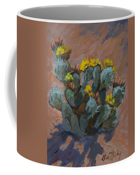 Prickly Pear Coffee Mug featuring the painting Desert Prickly Pear Cactus by Diane McClary