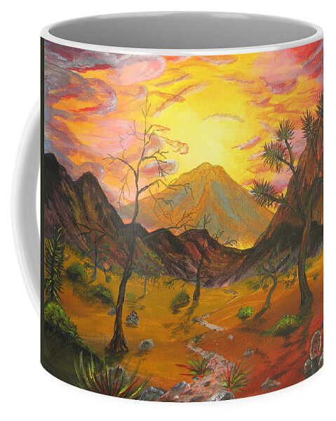 Desert Coffee Mug featuring the painting Desert Sunset by Eric Johansen
