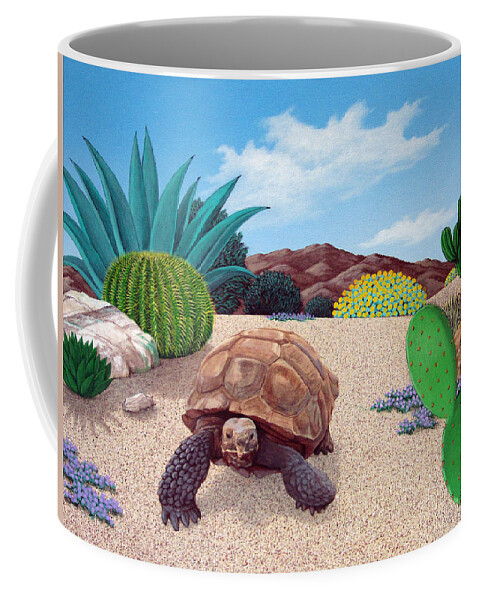 Tortoise Coffee Mug featuring the painting Desert Tortoise by Snake Jagger