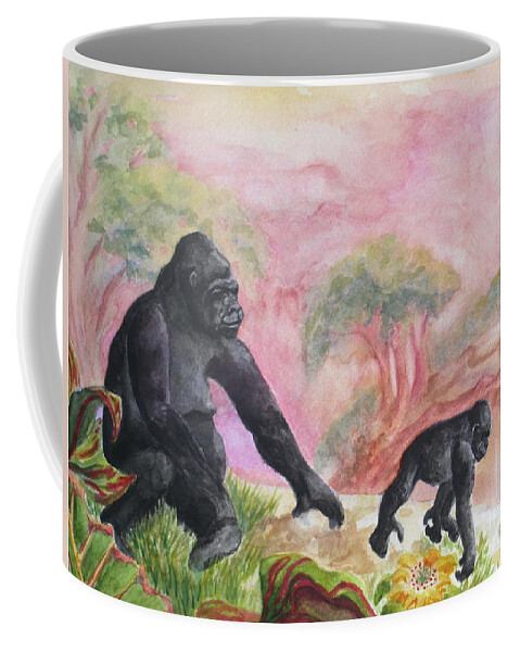 Western Lowland Gorilla Coffee Mug featuring the painting Determination by Lynn Maverick Denzer