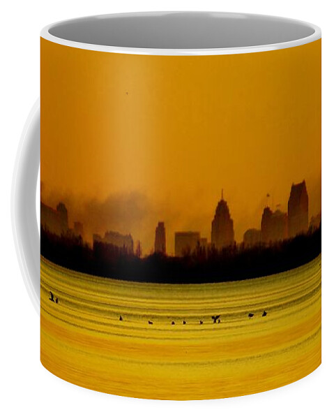  Coffee Mug featuring the photograph Detroit at dawn by Daniel Thompson