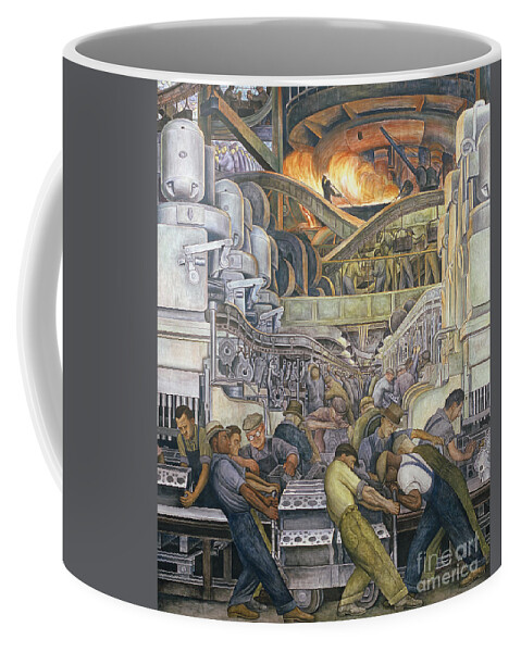 Machinery Coffee Mug featuring the painting Detroit Industry North Wall by Diego Rivera