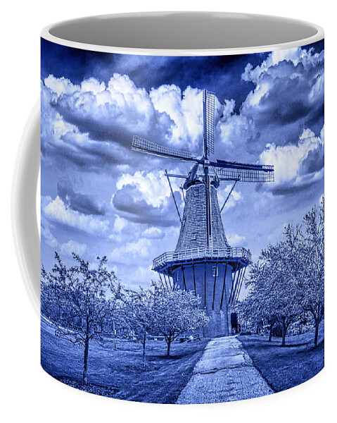 Art Coffee Mug featuring the photograph deZwaan Holland Windmill in Delft Blue by Randall Nyhof