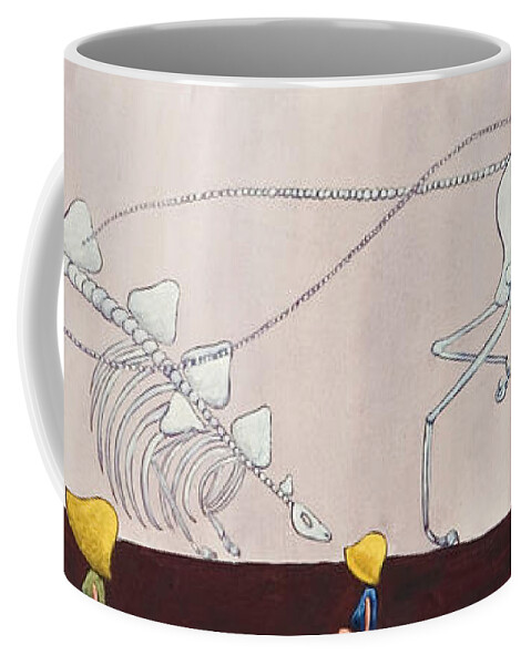 Dino Coffee Mug featuring the painting Did Dinosaurs Eat People by Christy Beckwith