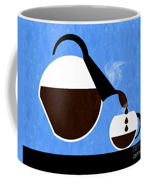 Coffee Coffee Mug featuring the digital art Diner Coffee Pot And Cup Blue Pouring by Andee Design