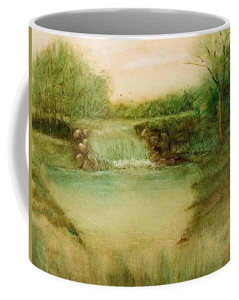 Diverting The Flow Coffee Mug featuring the painting Impressionistic Landscape - Diverting the Flow by Barry Jones