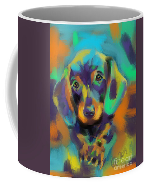 Dog Coffee Mug featuring the painting Dog Bobby by Go Van Kampen