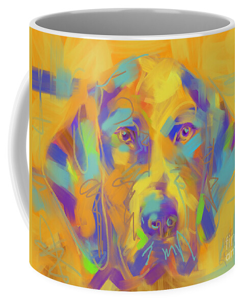 Dog Coffee Mug featuring the painting Dog Noor by Go Van Kampen