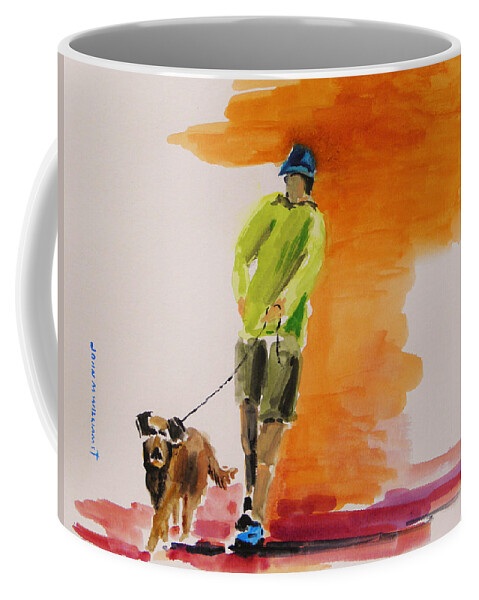 Dog Coffee Mug featuring the painting Dog Walker by John Williams