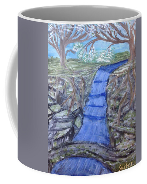 Falls Coffee Mug featuring the painting Doggie Woods by Suzanne Surber