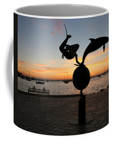 Sculptures Coffee Mug featuring the photograph Dolphin and Mermaid by Robert McKinstry