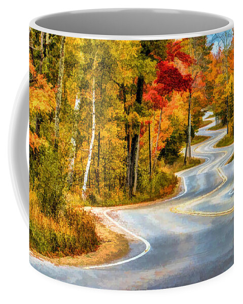 Door County Coffee Mug featuring the painting Door County Road to Northport in Autumn by Christopher Arndt