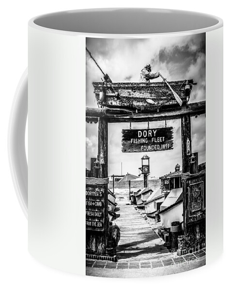 America Coffee Mug featuring the photograph Dory Fishing Fleet Market Black and White Picture by Paul Velgos