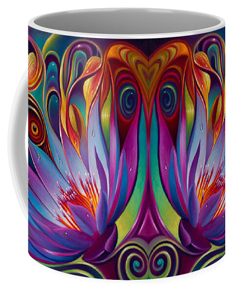 Lotus Coffee Mug featuring the painting Double Floral Fantasy by Ricardo Chavez-Mendez