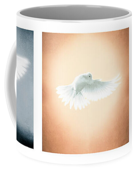 Beautiful Coffee Mug featuring the photograph Dove In Flight Triptych by YoPedro
