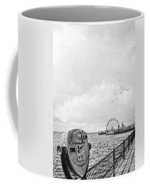 Beach Coffee Mug featuring the photograph Down at the Pier by Edward Fielding
