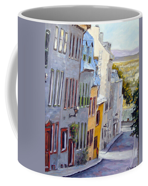 Urban Coffee Mug featuring the painting Down The Hill Old Quebec City by Richard T Pranke