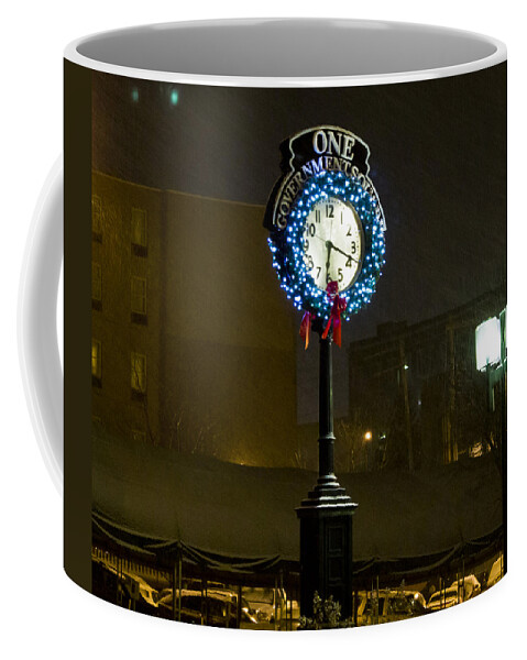 Parkersburg Coffee Mug featuring the photograph Downtown Clock by Jonny D