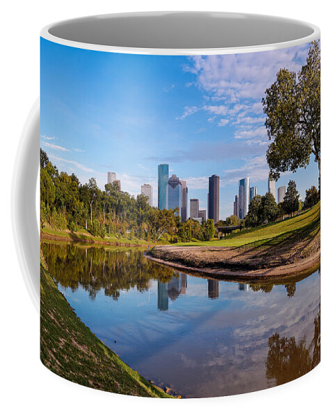 Downtown Coffee Mug featuring the photograph Downtown Houston Panorama from Buffalo Bayou Park by Silvio Ligutti