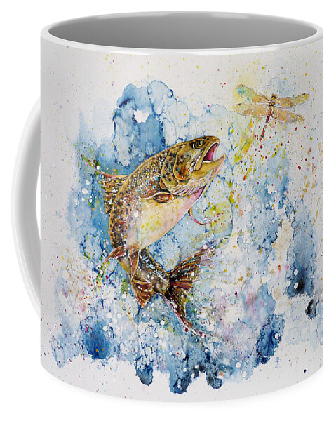 Trout Coffee Mug featuring the painting Dragonfly Hunter by Zaira Dzhaubaeva