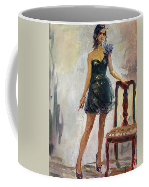 Girl Figure Coffee Mug featuring the painting Dressed Up Girl by Ylli Haruni