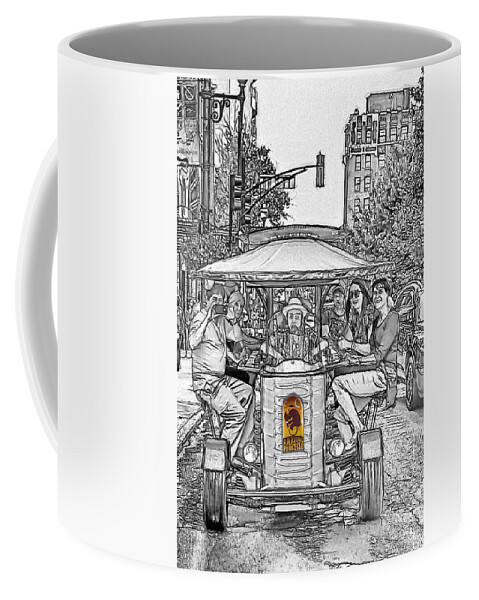 Drinking Coffee Mug featuring the drawing Drinking and Driving by John Haldane