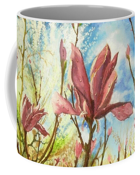 Dew Coffee Mug featuring the painting Drops of Morning by Nicole Angell
