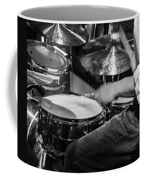 Drum Set Coffee Mug featuring the photograph Drummer at work by Photographic Arts And Design Studio