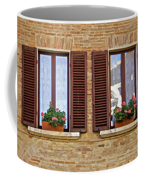 Art Coffee Mug featuring the photograph Dueling Windows of Tuscany by David Letts