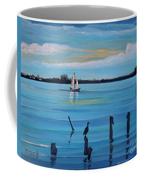 San Pedro Coffee Mug featuring the painting Dusk approaching by Marilyn McNish